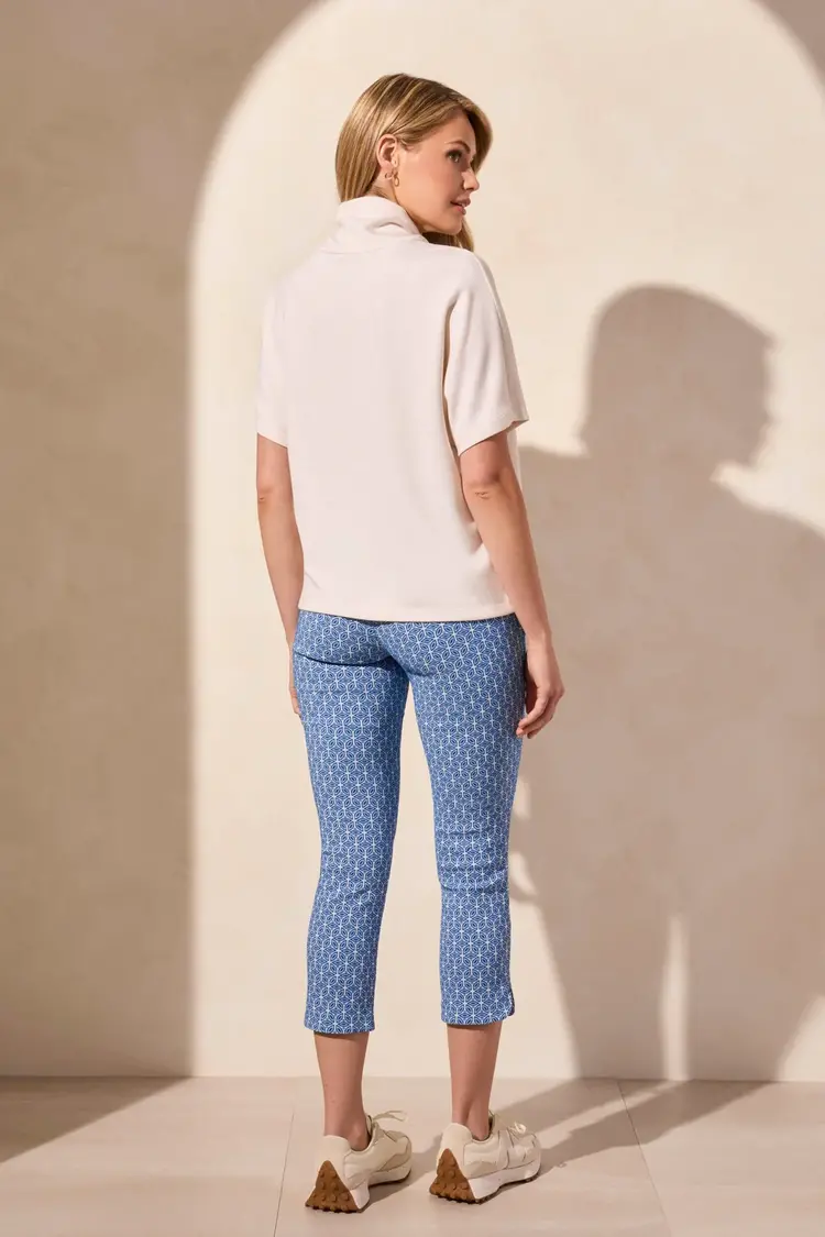 Tribal Tribal 2096O Short Sleeve Funnel Neck Top w/ Drawcord