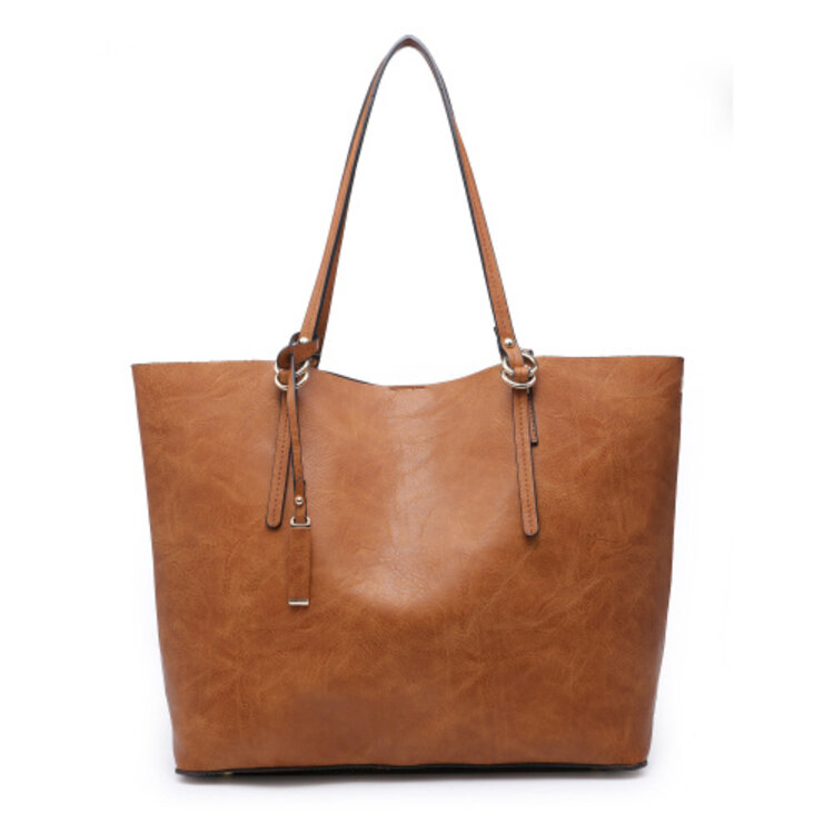 Jen & Co Jen & Co M1614 Iris Soft Vegan Leather Tote with Snap Closure and Inner Crossbody Bag