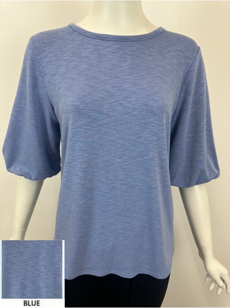 Nally & Millie Nally & Millie F678933 Crew Neck Top with Oversized Sleeves