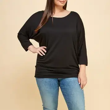 Plus Size 3/4 Dolman Sleeve Modal Jersey Top 2503-PL