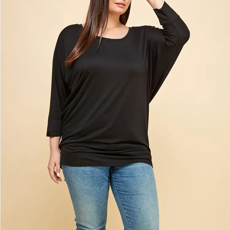 Plus Size 3/4 Dolman Sleeve Modal Jersey Top 2503-PL