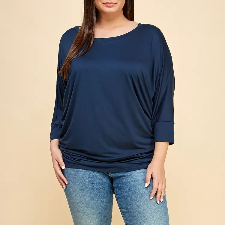 Plus Size 3/4 Dolman Sleeve Modal Jersey Top 2503-PL
