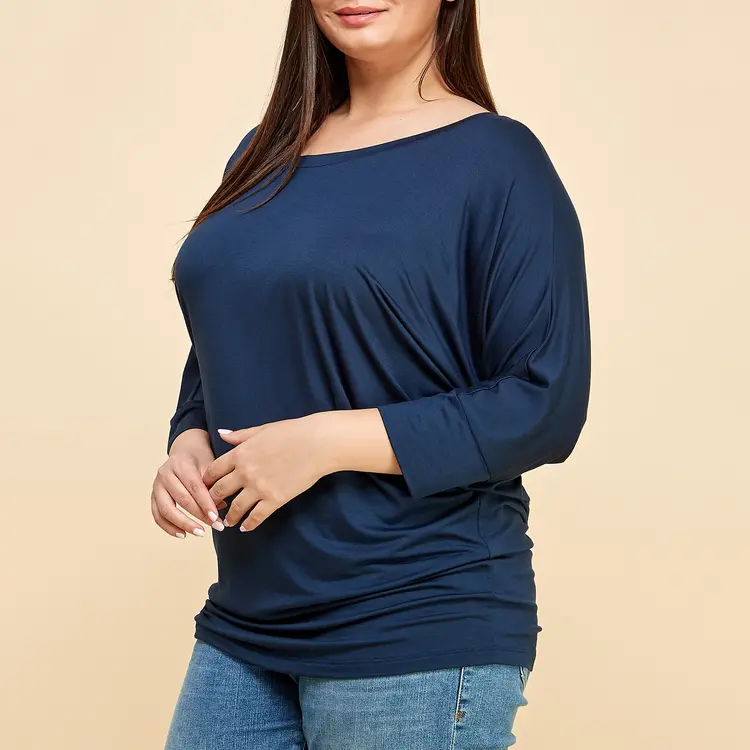 Plus Size 3/4 Dolman Sleeve Modal Jersey Top 2503-PL