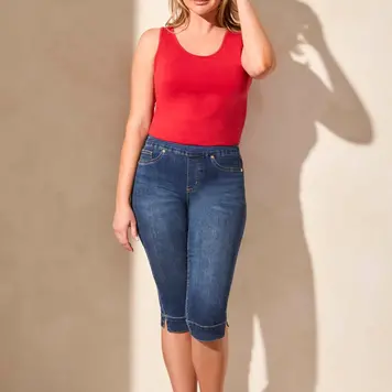 Tribal Tribal 7674O Audrey Pull On Stretch Denim Capri