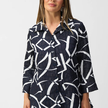 Joseph Ribkoff Joseph Ribkoff 251021 Jacquard Abstract Print Handkerchief Jacket