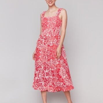 Charlie B Charlie B C3198 Midi Dress w/ Shirring Detail
