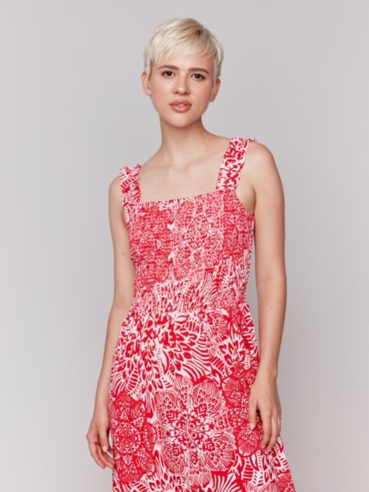 Charlie B Charlie B C3198 Midi Dress w/ Shirring Detail