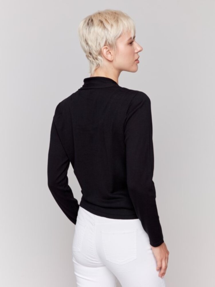 Charlie B Charlie B Long Sleeve Cotton Jersey Bolero Sweater W/ Front Tie C2645R