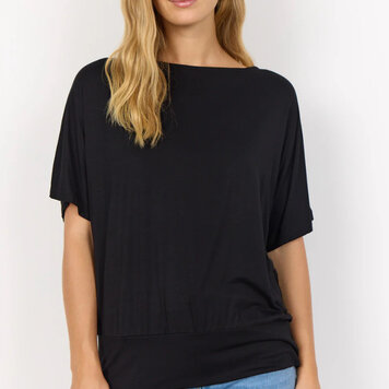 Soya Concept Soya Concept Marica 314 Short Sleeve Knit Top with Band at Waist