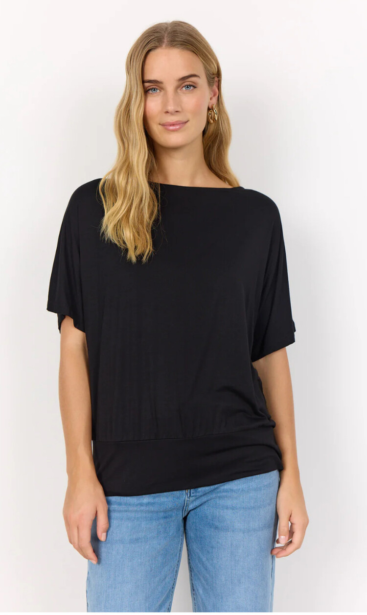 Soya Concept Soya Concept Marica 314 Short Sleeve Knit Top with Band at Waist