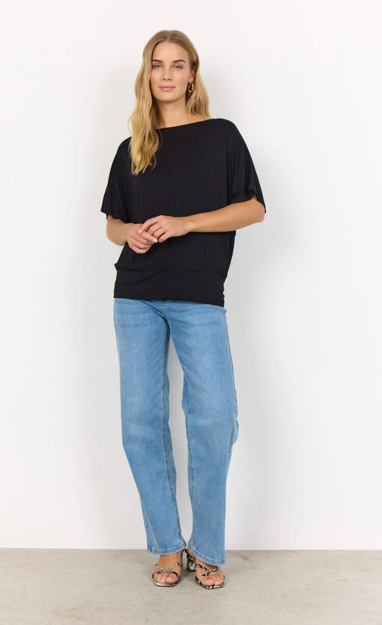 Soya Concept Soya Concept Marica 314 Short Sleeve Knit Top with Band at Waist