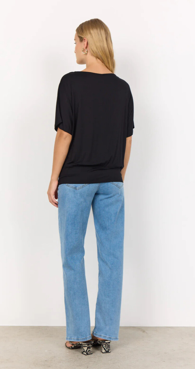 Soya Concept Soya Concept Marica 314 Short Sleeve Knit Top with Band at Waist