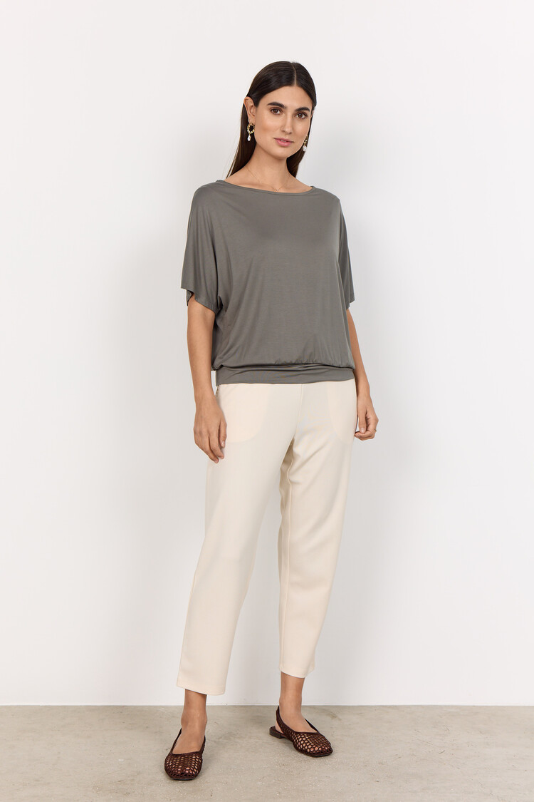 Soya Concept Soya Concept Marica 314 Short Sleeve Knit Top with Band at Waist