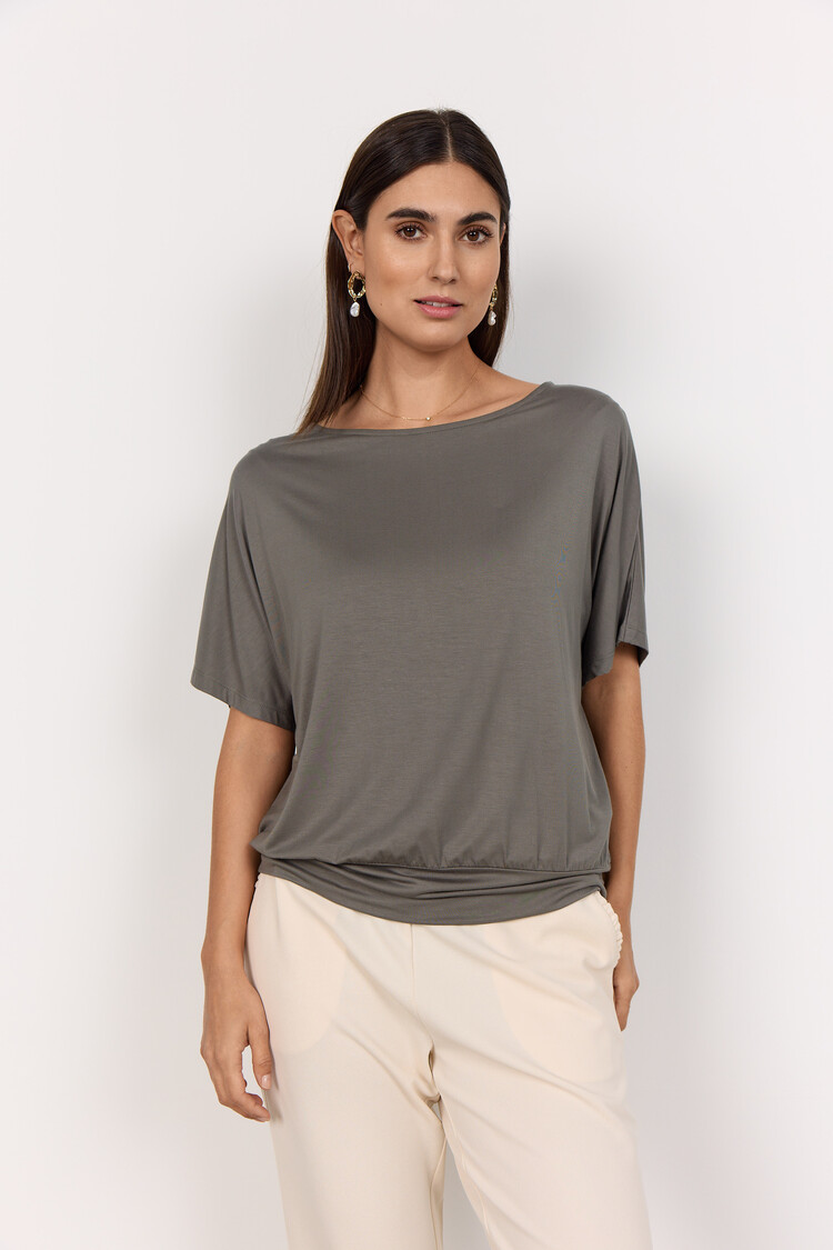 Soya Concept Soya Concept Marica 314 Short Sleeve Knit Top with Band at Waist