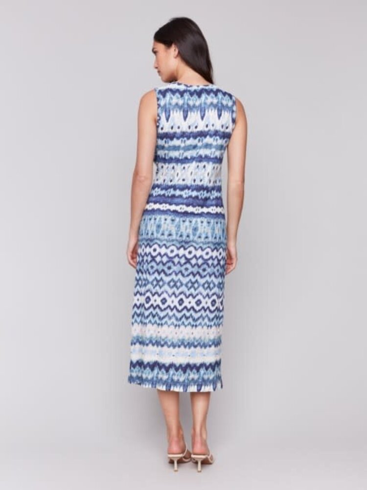 Charlie B Charlie B C3206 Sleeveless Round Neck Dress with Faux Knot Detail