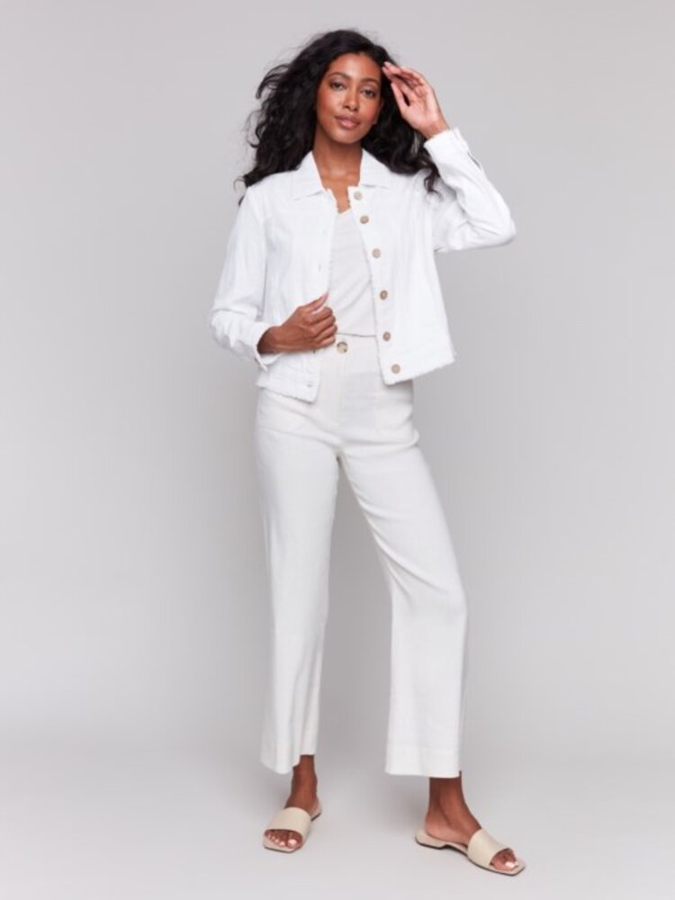 Charlie B Charlie B C6199Y Linen Blend Long Sleeve Button Front Jacket