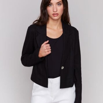 Charlie B Charlie B C6361 Long Sleeve Crop Blazer with 1 Button