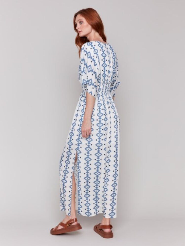Charlie B Charlie B C3201P Printed Dolman Short Sleeves Maxi Dress