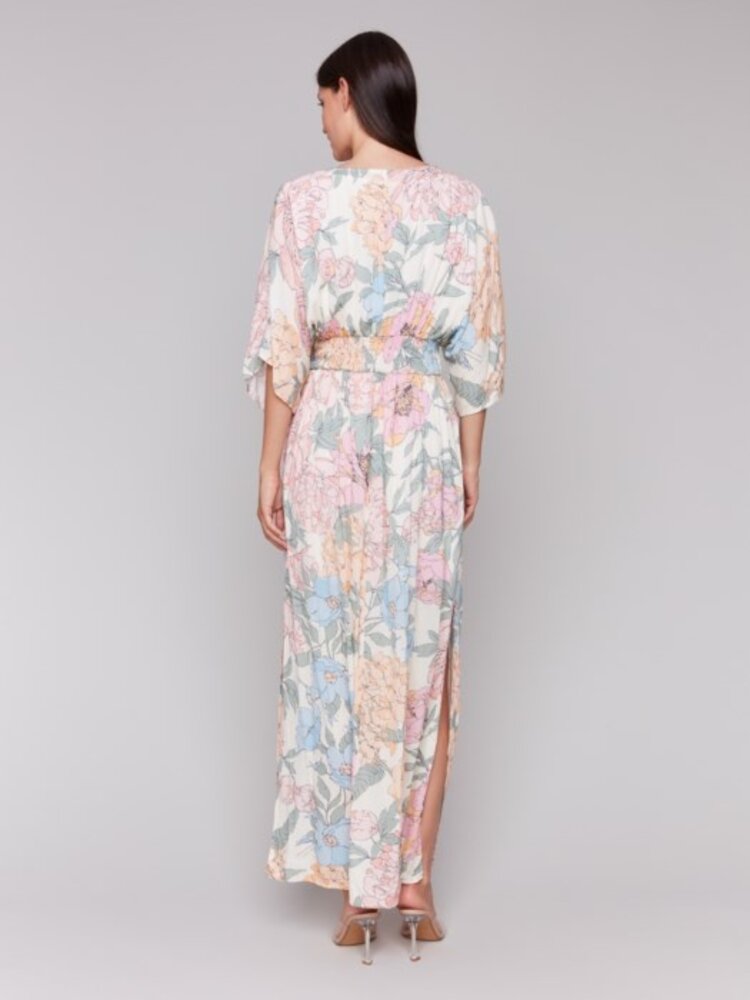 Charlie B Charlie B C3201P Printed Dolman Short Sleeves Maxi Dress