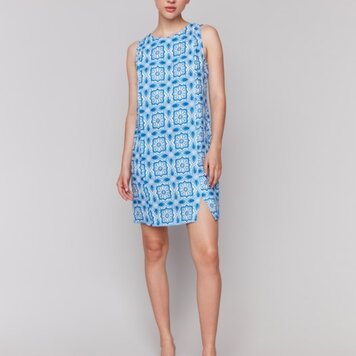 Charlie B Charlie B C3204 Printed Crew Neck Sleeveless Dress