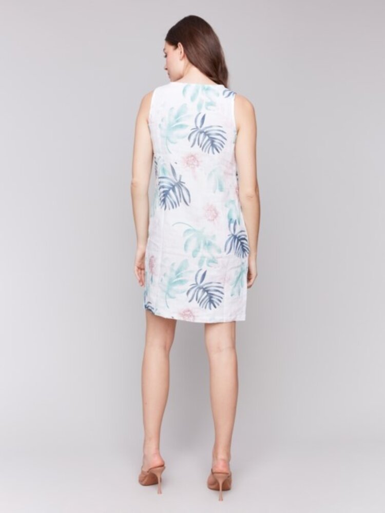 Charlie B Charlie B C3204 Printed Crew Neck Sleeveless Dress