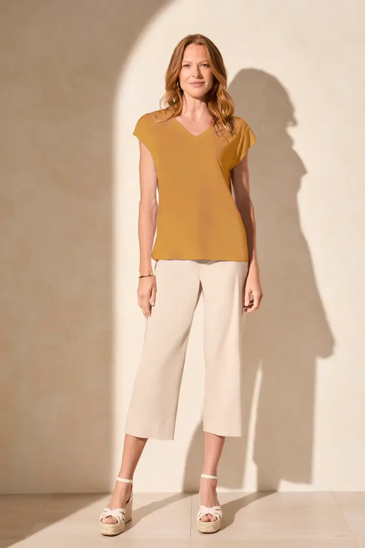 Tribal Tribal 2034O Cap Sleeve V Neck Top