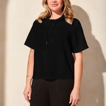 Tribal Tribal 2045O Short Sleeve Funnel Neck Top with Drawcord