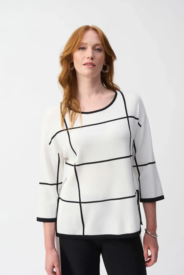 Joseph Ribkoff Joseph Ribkoff Plaid Sweater Knit Pullover 251918