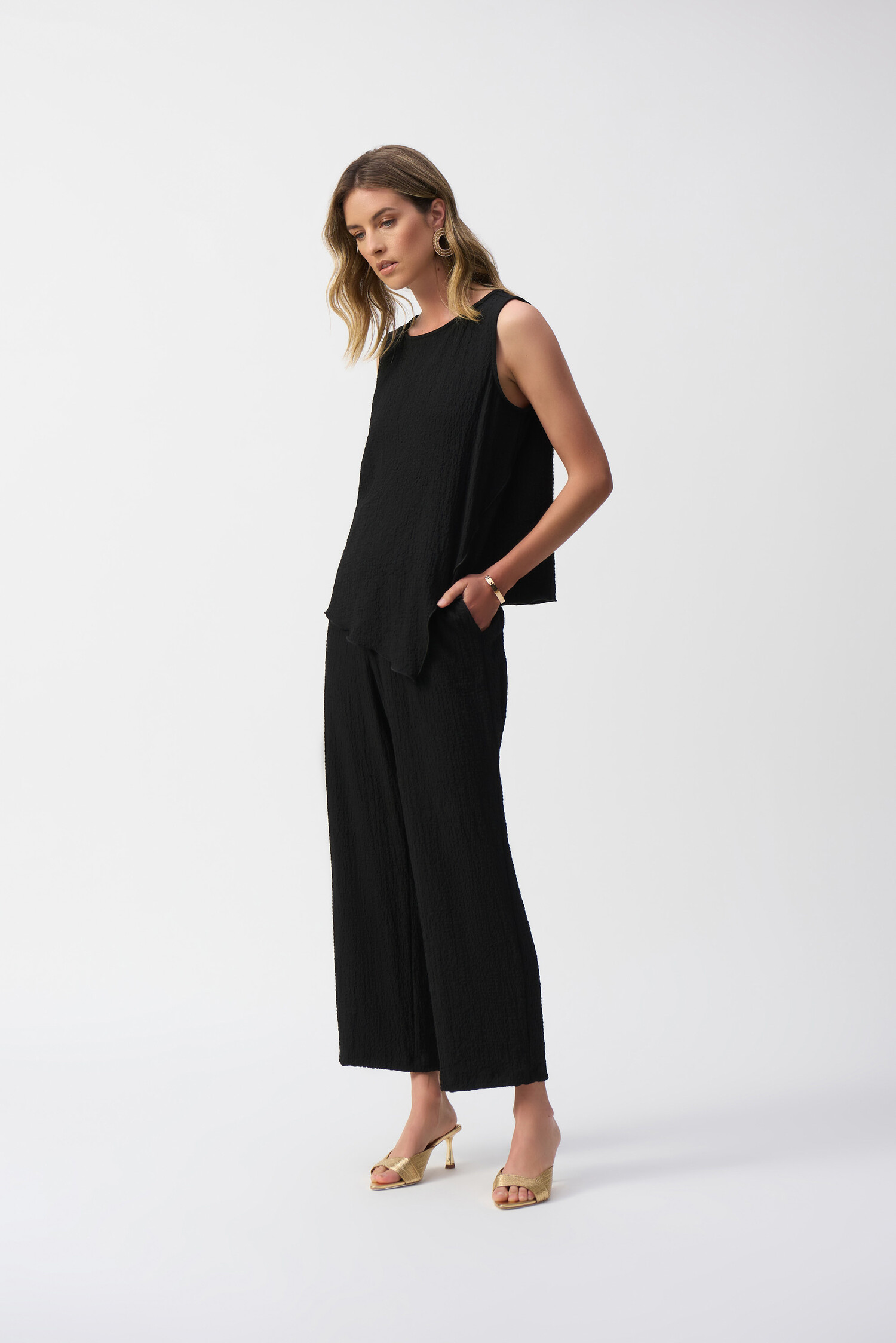 Joseph Ribkoff Seersucker Wide Leg Pull On Pants 251227 - Main