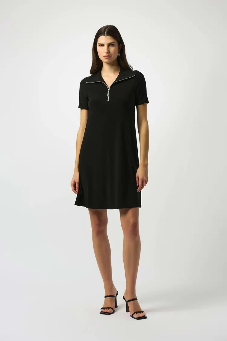 Joseph Ribkoff Joseph Ribkoff Silky Knit Zip Collar Trapeze Dress 251145