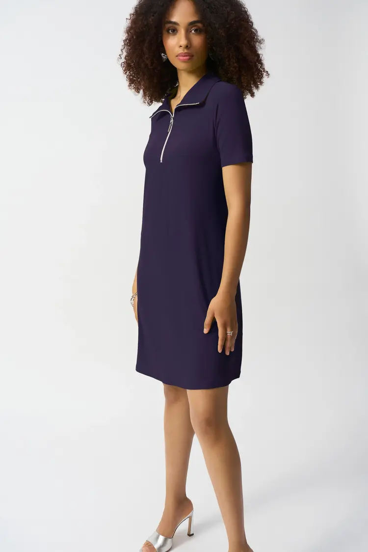 Joseph Ribkoff Joseph Ribkoff Silky Knit Zip Collar Trapeze Dress 251145