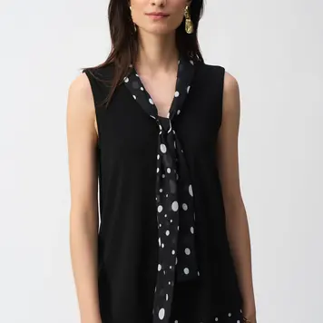 Joseph Ribkoff Joseph Ribkoff Silky Knit Top W/ Dot Print Tie 251078