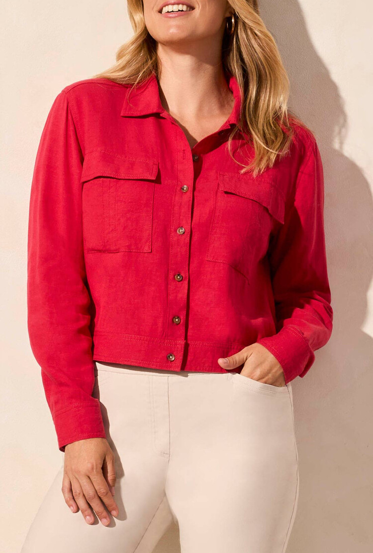 Tribal Tribal 2152O Long Sleeve Button Front Jacket w/ Chest Pockets