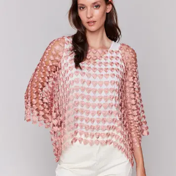 Charlie B Charlie B C4545 Heart Embroidery Blouse