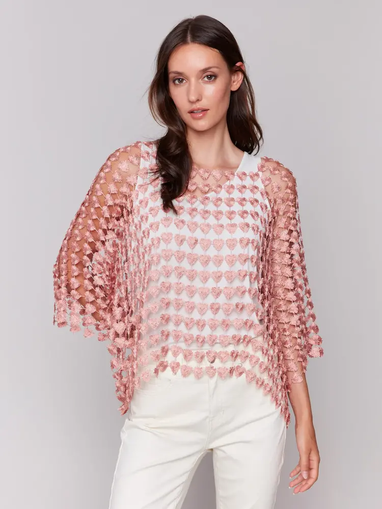 Charlie B Charlie B C4545 Heart Embroidery Blouse