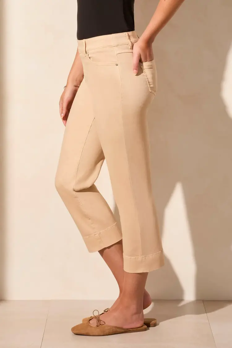 Tribal Tribal 1647O Pull On Kick Flare Capri with 5 Pockets