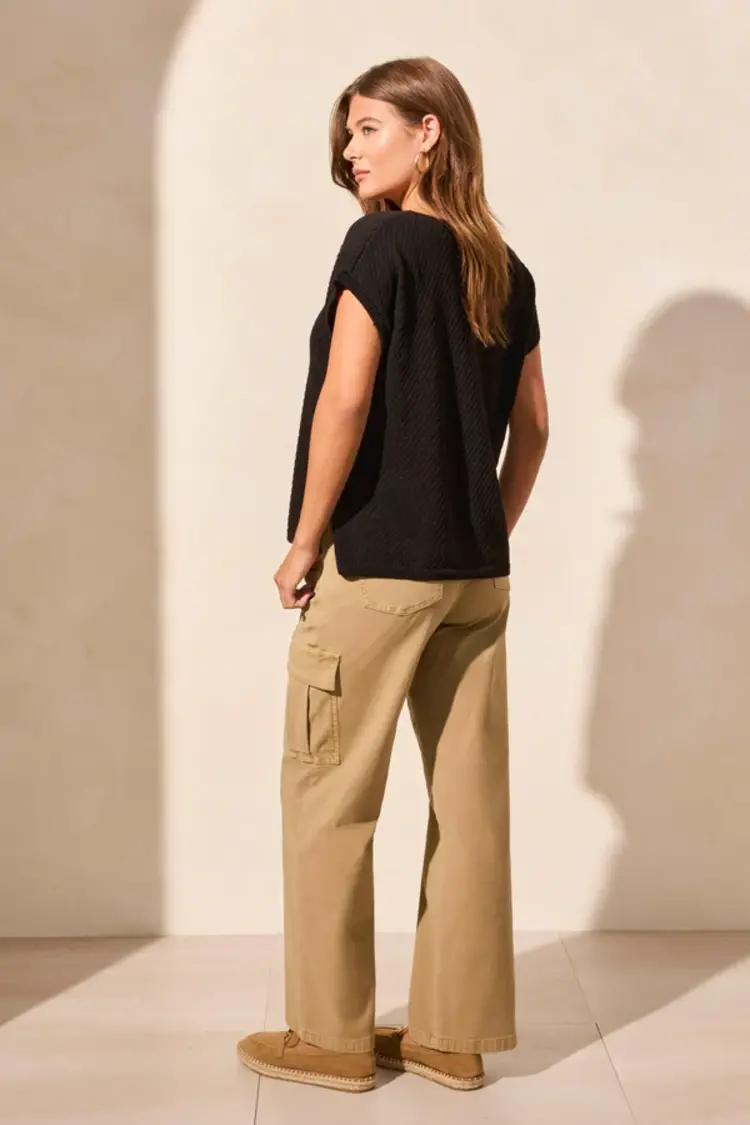 Tribal Tribal 5704O Side Slit V Neck Sweater with Extended Shoulders