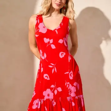 Tribal Tribal 1340O Printed Sleeveless Dress with Pockets