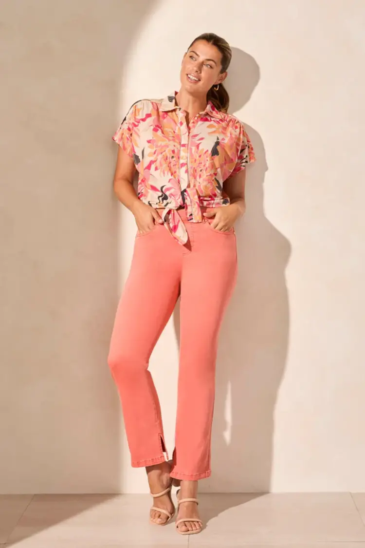 Tribal Tribal 2020O Comfort Stretch Pull On Ankle Pant with Inseam Slits