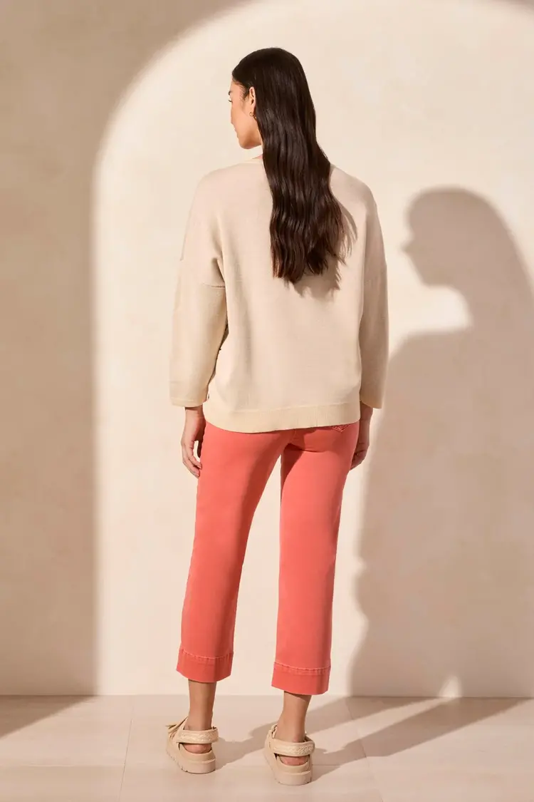 Tribal Tribal 2123O Floral 3/4 Sleeve Crew Neck Sweater