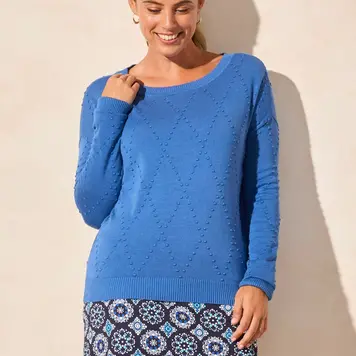 Tribal Tribal 2107O Long Sleeve Crew Neck Sweater with Thumbholes