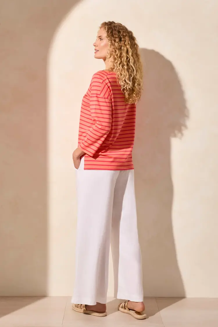 Tribal Tribal 2088O Stripe Jersey Boat Neck Top