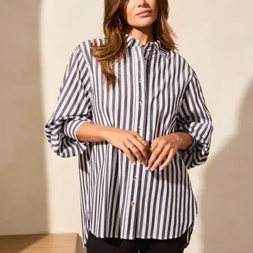 Tribal Tribal 2198O Stripe Button Front Shirt