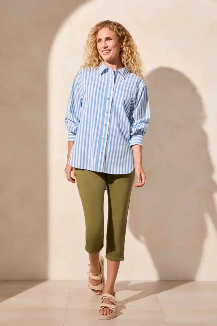 Tribal Tribal 2198O Stripe Button Front Shirt