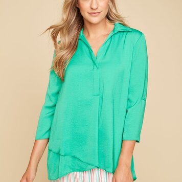 Renuar Renuar 3/4 Sleeve Air Flow Blouse W/ Collar R5517