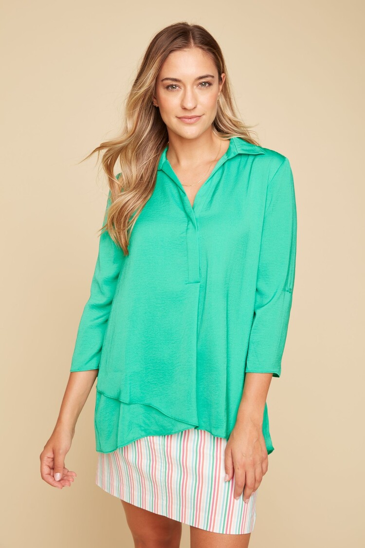 Renuar Renuar 3/4 Sleeve Air Flow Blouse W/ Collar R5517