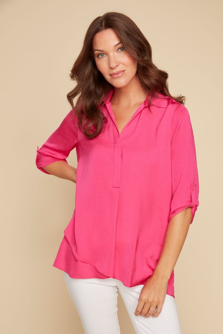 Renuar Renuar 3/4 Sleeve Air Flow Blouse W/ Collar R5517