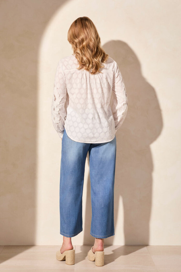 Tribal Tribal 2220O Lace Applique Long Sleeve Blouse