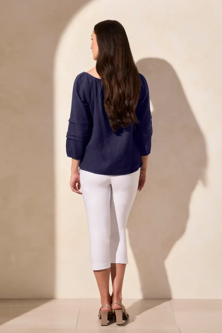 Tribal Tribal On/Off Shoulder Blouse W/ Sleeve Detail 5728O