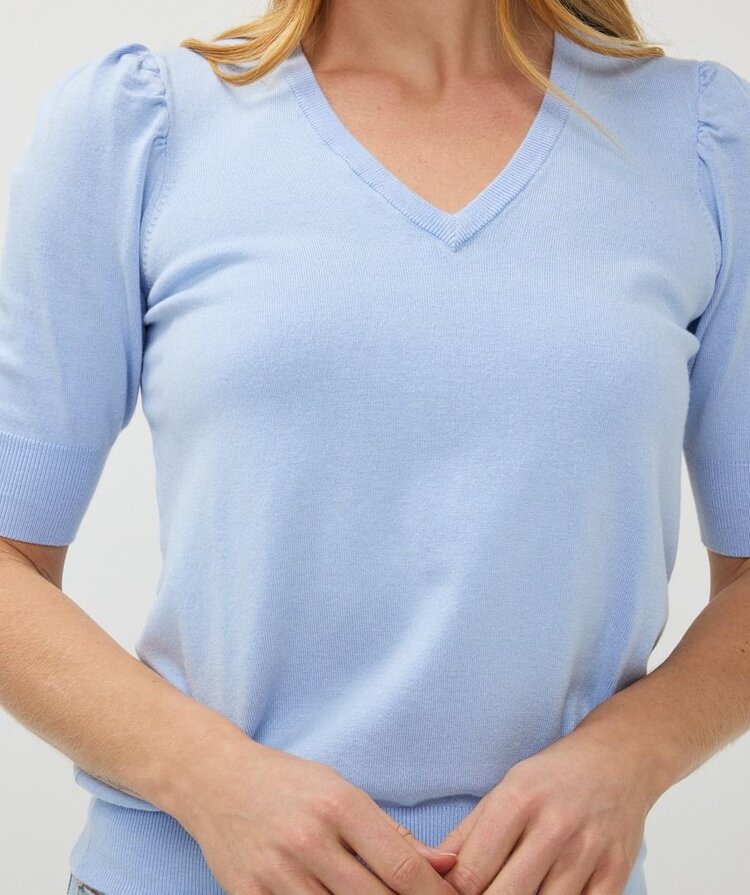 Esqualo Esqualo SP2507007 Gathered Short Sleeve V Neckline Knit